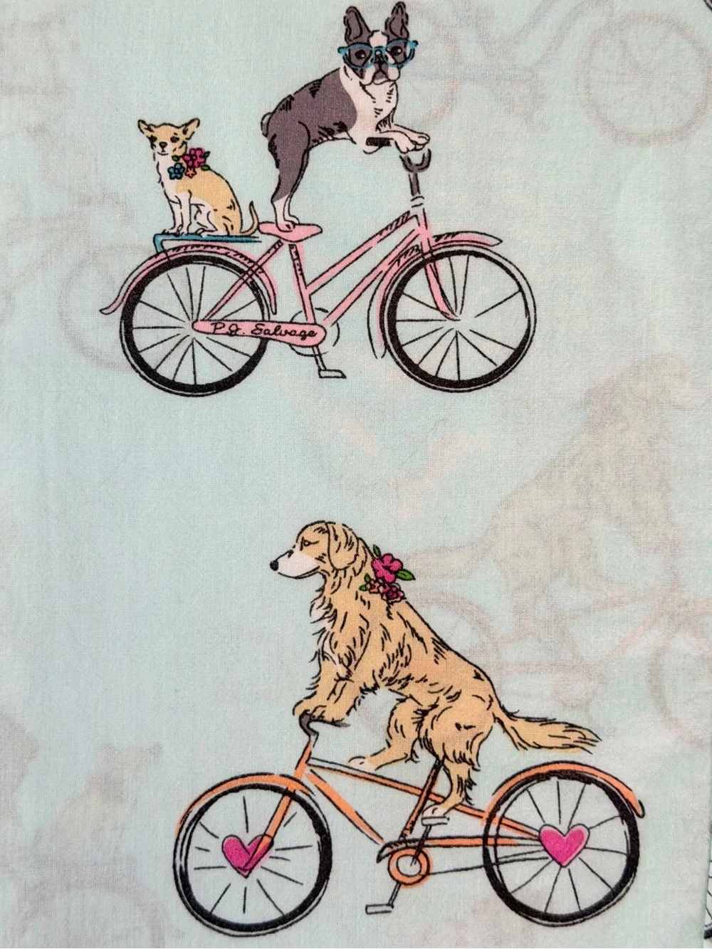 P.J. Salvage Playful Prints Dogs Riding Bicycles Pajama Set 100% Cotton sz S - Picture 3 of 9